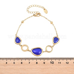 304 Stainless Steel & Glass Imitation Cat Eye Link Bracelets&nbsp;BJEW-D460-11G