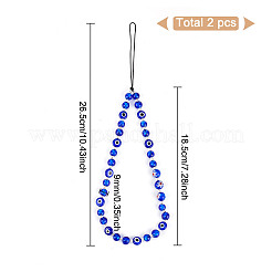 Evil Eye Lampwork Beaded Mobile Phone Straps&nbsp;HJEW-GO00001