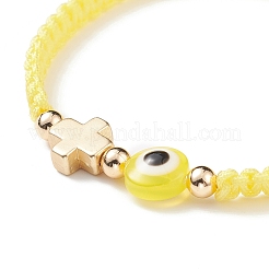 3Pcs 3 Style Resin Evil Eye Braided Bead Bracelets Set&nbsp;BJEW-JB08812