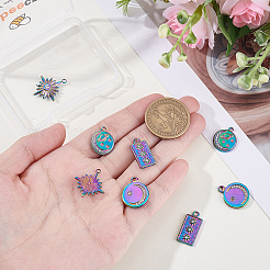 8Pcs 4 Styles Moon & Planet & Star Theme 304 Stainless Steel Pendants&nbsp;STAS-BBC0009-34