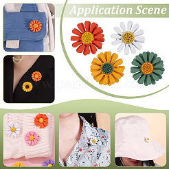12Pcs 4 Colors Daisy Electroplate Alloy Brooch Pin&nbsp;JEWB-FG0001-43