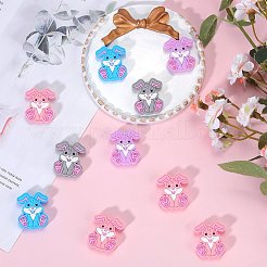12Pcs 4 Colors Silicone Focal Beads&nbsp;SIL-SZ0001-41