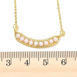 Brass with ABS Plastic Imitation Pearl Pea Pod Pendant Necklaces&nbsp;NJEW-P347-01G