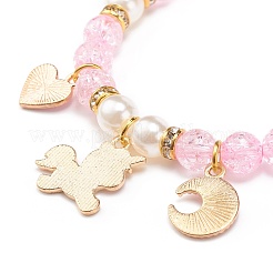 Acrylic Imitation Pearl Stretch Bracelet with Alloy Enamel Charms for Women&nbsp;BJEW-JB08447