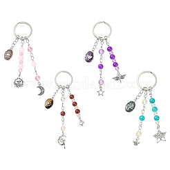 Glass & Alloy & Natural Amethyst Keychain&nbsp;KEYC-YW00146-01