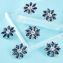 6Pcs 1-Hole Alloy Rhinestone Shank Buttons&nbsp;BUTT-GA0001-15B