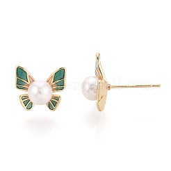 Brass Natural Pearl Stud Earrings&nbsp;PEAR-N020-08E