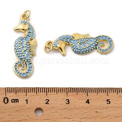 Brass Micro Pave Clear Cubic Zirconia Enamel Pendants&nbsp;KK-G537-03G