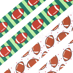 9M 2 Styles Rugby Theme Heat Transfer Polyester Grosgrain Ribbons&nbsp;OCOR-GF0005-05C