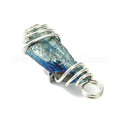 2Pcs Electroplated Natural Quartz Crystal Dyed Copper Wire Wrapped Pendants&nbsp;PALLOY-JF03169-02