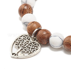 Wood & Synthetic Howlite Beaded Stretch Bracelet Sets&nbsp;BJEW-JB07738