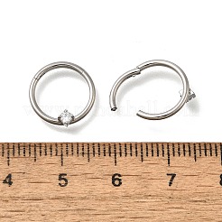 304 Stainless Steel Clear Cubic Zirconia Rhombus Hoop Nose Rings&nbsp;AJEW-D306-12P