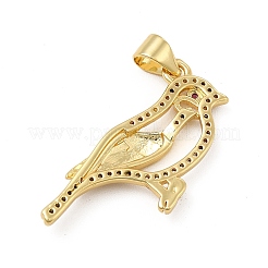 Real 18K Gold Plated Brass Micro Pave Cubic Zirconia Robin Brid Pendants&nbsp;KK-E072-25G