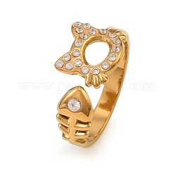 304 Stainless Steel Micro Pave Cubic Zirconia Cuff Open Rings for Women&nbsp;SA-CBAABBA-04G