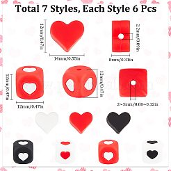 42Pcs 7 Styles Food Grade Eco-Friendly Silicone Beads&nbsp;SIL-SC0002-70