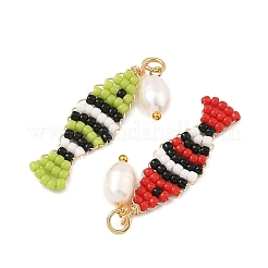 TOHO Glass Seed Beaded & Natural Cultured Freshwater Pearl Pendnats&nbsp;PALLOY-MZ01377