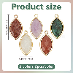 10Pcs 5 Styles Gemstone Faceted Horse Eye Pendants&nbsp;G-HY0001-82
