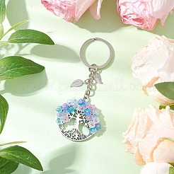 Flat Round with Tree of Life Alloy Keychains&nbsp;KEYC-MZ00039-04