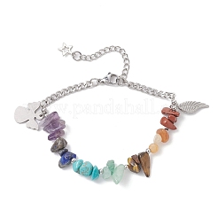 Natural & Synthetic Mixed Gemstone Chip Beaded Bracelets&nbsp;BJEW-JB12532-01