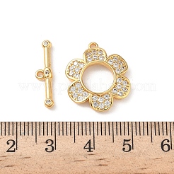 Brass Micro Pave Clear Cubic Zirconia Toggle Clasps&nbsp;KK-D504-08G