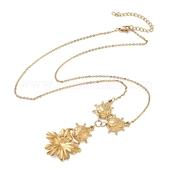 304 Stainless Steel Flower with 3 Ladybug Pendant Necklaces&nbsp;SA-CBA2C2A-03G