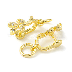 Rack Plating Brass Pave Cubic Zirconia Leaf Shape Ice Pick Pinch Bails&nbsp;KK-G464-07G