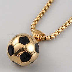 304 Stainless Steel Football Pendant Necklace with Box Chains for Women&nbsp;X1-NJEW-SZC0003-01G