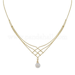 White Round Plastic Pearl Pendant Brass Woven Chain Necklaces for Women&nbsp;FS-WGB6B91-01