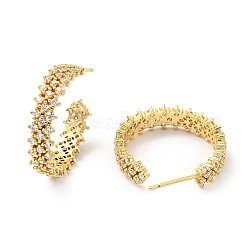 Cubic Zirconia C-Shaped Stud Earrings&nbsp;EJEW-G295-03G