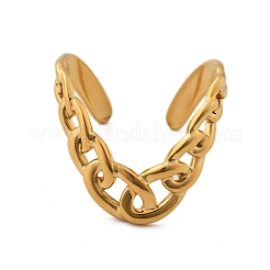 304 Stainless Steel Curb Chain Open Cuff Rings&nbsp;RJEW-Q011-02G