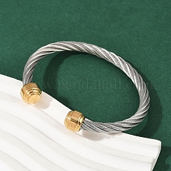 304 Stainless Steel Cuff Bangles&nbsp;BJEW-M136-01D-PG