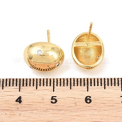 Oval Brass Micro Pave Cubic Zirconia Stud Earrings&nbsp;EJEW-Z164-17G-01