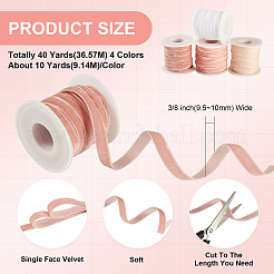 40 Yards 4 Colors Single Face Velvet Ribbon&nbsp;SRIB-TA0001-34B