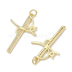 Brass Micro Pave Clear Cubic Zirconia Pendants&nbsp;KK-K420-05G