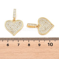 Brass Micro Pave Clear Cubic Zirconia Pendants&nbsp;KK-CJC0013-18G