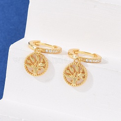 925 Sterling Silver Micro Pave Clear Cubic Zirconia Hoop Earrings for Women&nbsp;EJEW-G427-01G-01
