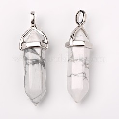 Natural Howlite Double Terminated Pointed Pendants&nbsp;G-F295-04F