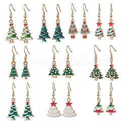 10 Pairs Alloy Enamel Christmas Tree Dangle Earrings&nbsp;EJEW-JE06538