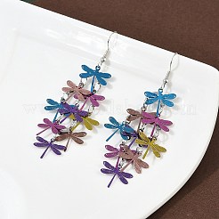 430 Stainless Steel Dragonfly Dangle Earrings&nbsp;EJEW-A137-04P-01
