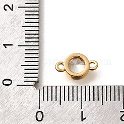 Brass Clear Cubic Zirconia Connector Charms&nbsp;KK-K294-14G