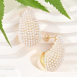 Teardrop Brass Stud Earrings&nbsp;KK-U058-67G