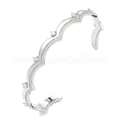 Brass Micro Pave Clear Cubic Zirconia Cuff Bangles for Women&nbsp;BJEW-A172-04P