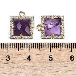 Natural Mixed Gemstone Faceted Square Charms&nbsp;G-I375-06G