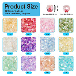 144G 12 Colors Transparent Spray Painted Glass Beads&nbsp;EGLA-TA0013-13