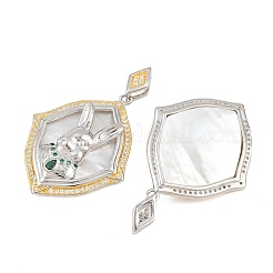 Brass Micro Pave Green Cubic Zirconia Pendants&nbsp;CU-CBA3297-01GP