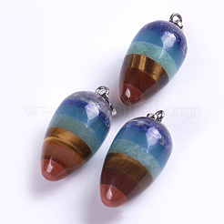 Chakras Natural Mixed Stone Pointed Pendants&nbsp;G-J384-05A