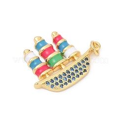 Brass Micro Pave Cubic Zirconia with Enamel Pendants&nbsp;KK-U062-33G