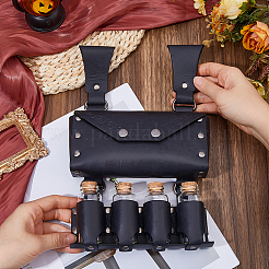 Rectangle PU Leather Medieval Waist Belt Bag with Belt and 4 Glass Potion Bottles&nbsp;AJEW-WH0752-296A