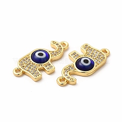 Rack Plating Real 18K Gold Plated Brass Micro Pave Clear Cubic Zirconia Connector Charms&nbsp;ZIRC-L102-05G