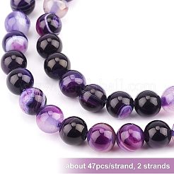 2 Strands Natural Striped Agate/Banded Agate Bead Strands&nbsp;G-OC0002-24